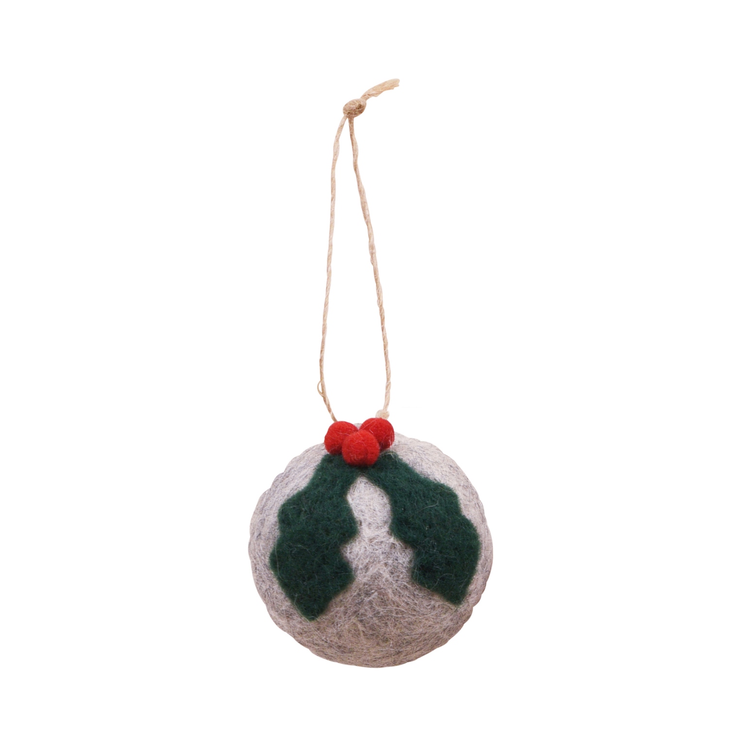 Maytime Felt Hanging Christmas Ball Grey/Red/Green